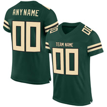 Load image into Gallery viewer, Custom Green Cream-Black Mesh Authentic Football Jersey