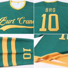 Загрузить изображение в средство просмотра галереи, Custom Green Gold Hockey Jersey