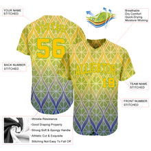 Load image into Gallery viewer, Custom Green Gold-Neon Green 3D Pattern Design Authentic Baseball Jersey