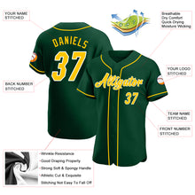 Load image into Gallery viewer, Custom Green Gold-White Authentic Baseball Jersey
