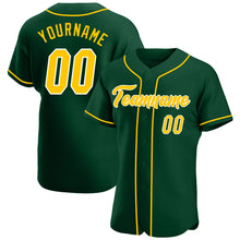 Load image into Gallery viewer, Custom Green Gold-White Authentic Baseball Jersey