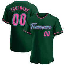 Load image into Gallery viewer, Custom Green Pink-Light Blue Authentic Baseball Jersey