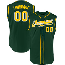 Загрузить изображение в средство просмотра галереи, Custom Green Gold-White Authentic Sleeveless Baseball Jersey