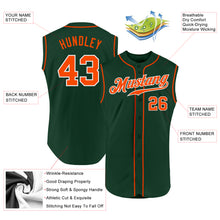 Load image into Gallery viewer, Custom Green Orange-White Authentic Sleeveless Baseball Jersey