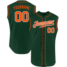 Load image into Gallery viewer, Custom Green Orange-White Authentic Sleeveless Baseball Jersey