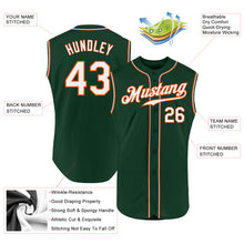 Load image into Gallery viewer, Custom Green White-Orange Authentic Sleeveless Baseball Jersey
