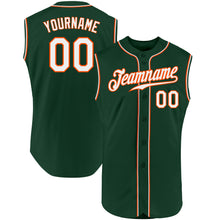 Load image into Gallery viewer, Custom Green White-Orange Authentic Sleeveless Baseball Jersey