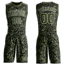 Load image into Gallery viewer, Custom Green Olive-Black Round Neck Sublimation Basketball Suit Jersey