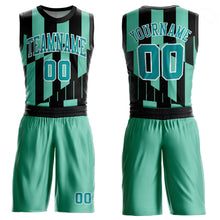Загрузить изображение в средство просмотра галереи, Custom Green Aqua-Black Round Neck Sublimation Basketball Suit Jersey