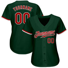 Load image into Gallery viewer, Custom Green Red-White Authentic Baseball Jersey