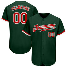 Load image into Gallery viewer, Custom Green Red-White Authentic Baseball Jersey