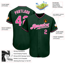Load image into Gallery viewer, Custom Green Pink-White Authentic Baseball Jersey