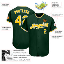 Load image into Gallery viewer, Custom Green Gold-White Authentic Baseball Jersey