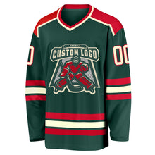 Загрузить изображение в средство просмотра галереи, Custom Green Cream-Red Hockey Jersey