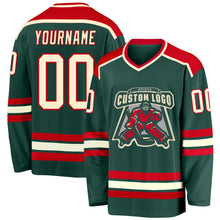 Загрузить изображение в средство просмотра галереи, Custom Green Cream-Red Hockey Jersey