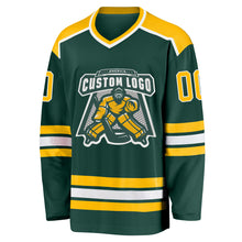 Загрузить изображение в средство просмотра галереи, Custom Green Gold-White Hockey Jersey