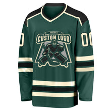 Загрузить изображение в средство просмотра галереи, Custom Green Cream-Black Hockey Jersey
