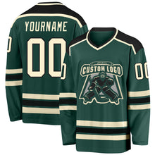 Загрузить изображение в средство просмотра галереи, Custom Green Cream-Black Hockey Jersey