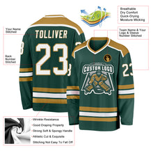 Загрузить изображение в средство просмотра галереи, Custom Green White-Old Gold Hockey Jersey