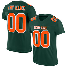 Load image into Gallery viewer, Custom Green Orange-White Mesh Authentic Football Jersey