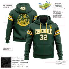 Load image into Gallery viewer, Custom Stitched Green White-Gold Football Pullover Sweatshirt Hoodie