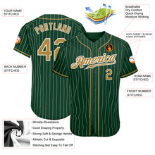 Load image into Gallery viewer, Custom Green White Pinstripe Old Gold-White Authentic Baseball Jersey