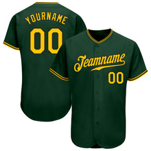 Load image into Gallery viewer, Custom Green Gold-Black Authentic Baseball Jersey