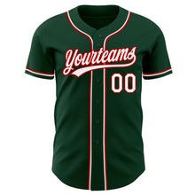Load image into Gallery viewer, Custom Green White-Red Authentic Baseball Jersey