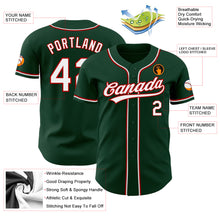 Load image into Gallery viewer, Custom Green White-Red Authentic Baseball Jersey