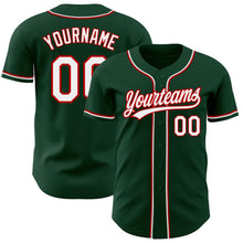 Load image into Gallery viewer, Custom Green White-Red Authentic Baseball Jersey