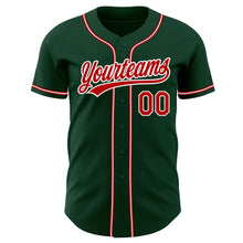 Load image into Gallery viewer, Custom Green Red-White Authentic Baseball Jersey