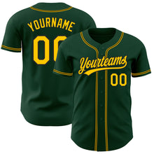 Load image into Gallery viewer, Custom Green Gold-Black Authentic Baseball Jersey