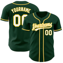 Load image into Gallery viewer, Custom Green White-Gold Authentic Baseball Jersey