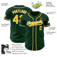 Load image into Gallery viewer, Custom Green Gold-White Authentic Baseball Jersey