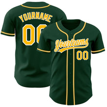 Load image into Gallery viewer, Custom Green Gold-White Authentic Baseball Jersey