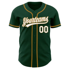 Load image into Gallery viewer, Custom Green White-Old Gold Authentic Baseball Jersey
