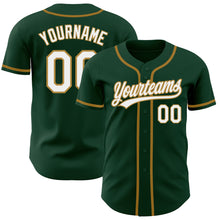 Load image into Gallery viewer, Custom Green White-Old Gold Authentic Baseball Jersey