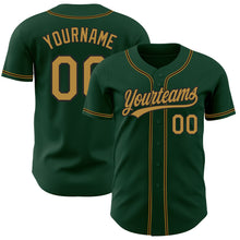 Load image into Gallery viewer, Custom Green Old Gold-Black Authentic Baseball Jersey