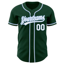 Load image into Gallery viewer, Custom Green White-Light Blue Authentic Baseball Jersey