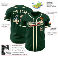 Load image into Gallery viewer, Custom Green Vintage USA Flag-Cream Authentic Baseball Jersey