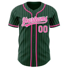 Загрузить изображение в средство просмотра галереи, Custom Green White Pinstripe Pink Authentic Baseball Jersey