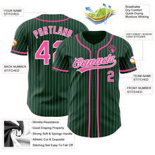 Загрузить изображение в средство просмотра галереи, Custom Green White Pinstripe Pink Authentic Baseball Jersey