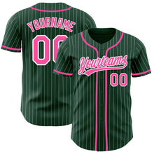Загрузить изображение в средство просмотра галереи, Custom Green White Pinstripe Pink Authentic Baseball Jersey