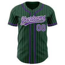 Charger l'image dans la galerie, Custom Green White Pinstripe Purple Authentic Baseball Jersey