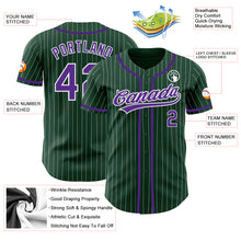 Charger l'image dans la galerie, Custom Green White Pinstripe Purple Authentic Baseball Jersey