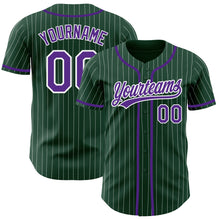 Charger l'image dans la galerie, Custom Green White Pinstripe Purple Authentic Baseball Jersey