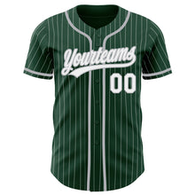 Загрузить изображение в средство просмотра галереи, Custom Green White Pinstripe Gray Authentic Baseball Jersey