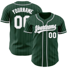 Загрузить изображение в средство просмотра галереи, Custom Green White Pinstripe Gray Authentic Baseball Jersey