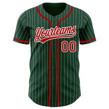 Загрузить изображение в средство просмотра галереи, Custom Green White Pinstripe Red Authentic Baseball Jersey