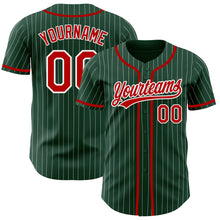 Загрузить изображение в средство просмотра галереи, Custom Green White Pinstripe Red Authentic Baseball Jersey